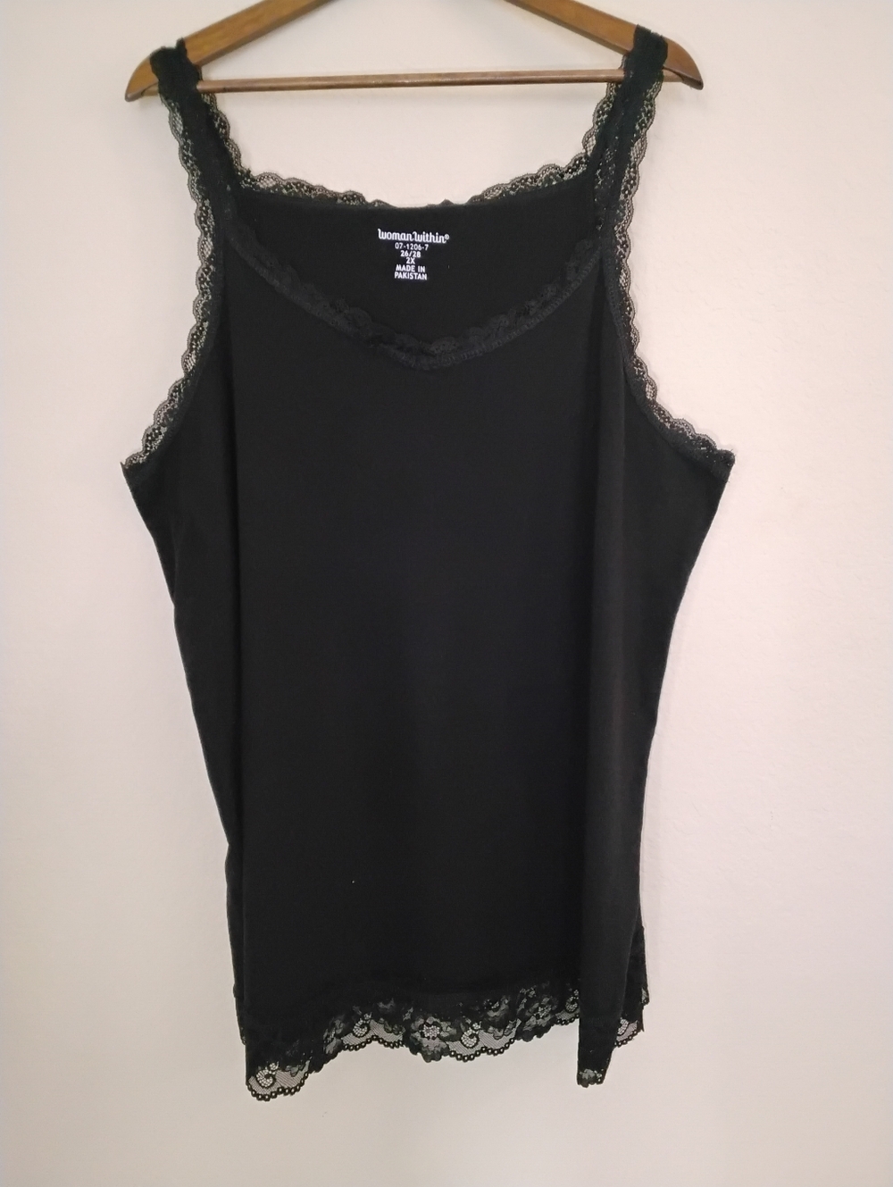 Woman Within Lace Cami Top Womens Size 26/28 2X Black Summer Festival Wear